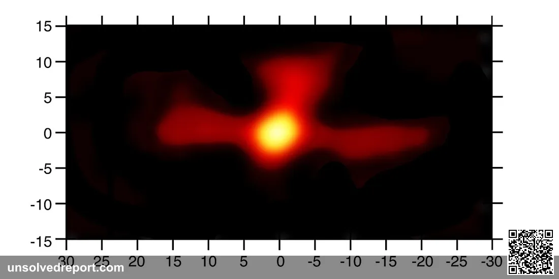 Map of the distribution of positrons towards the center of the Milky Way Galaxy, including the newly discovered antimat…