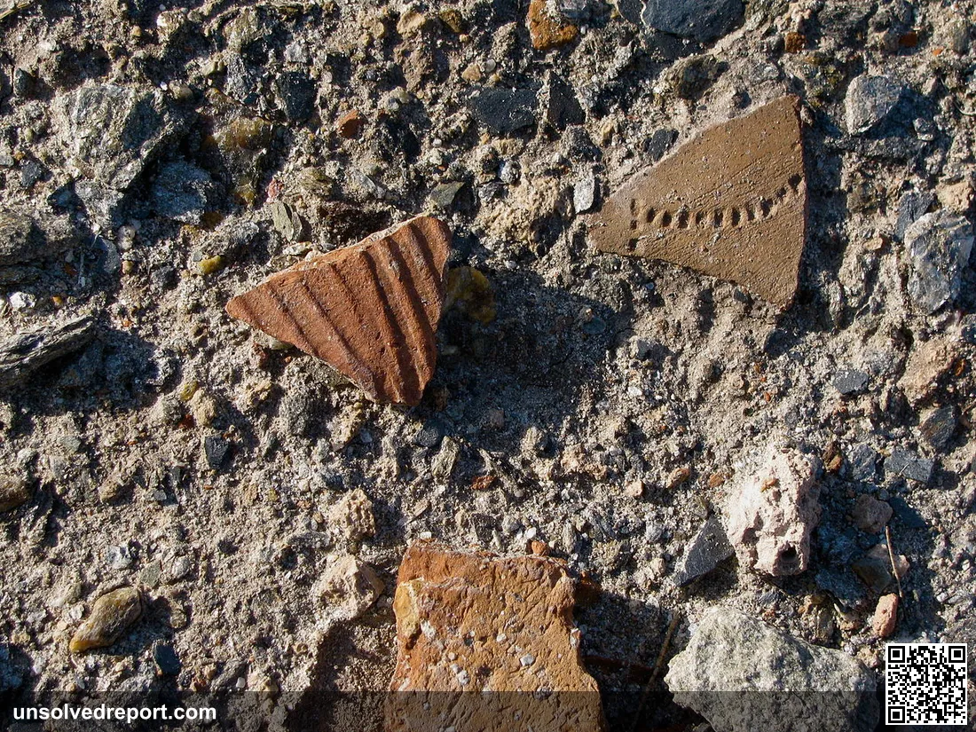 Pottery shards from the big mound near Jalalabad. Dave and I have been unable to get more information about it. It's cl…