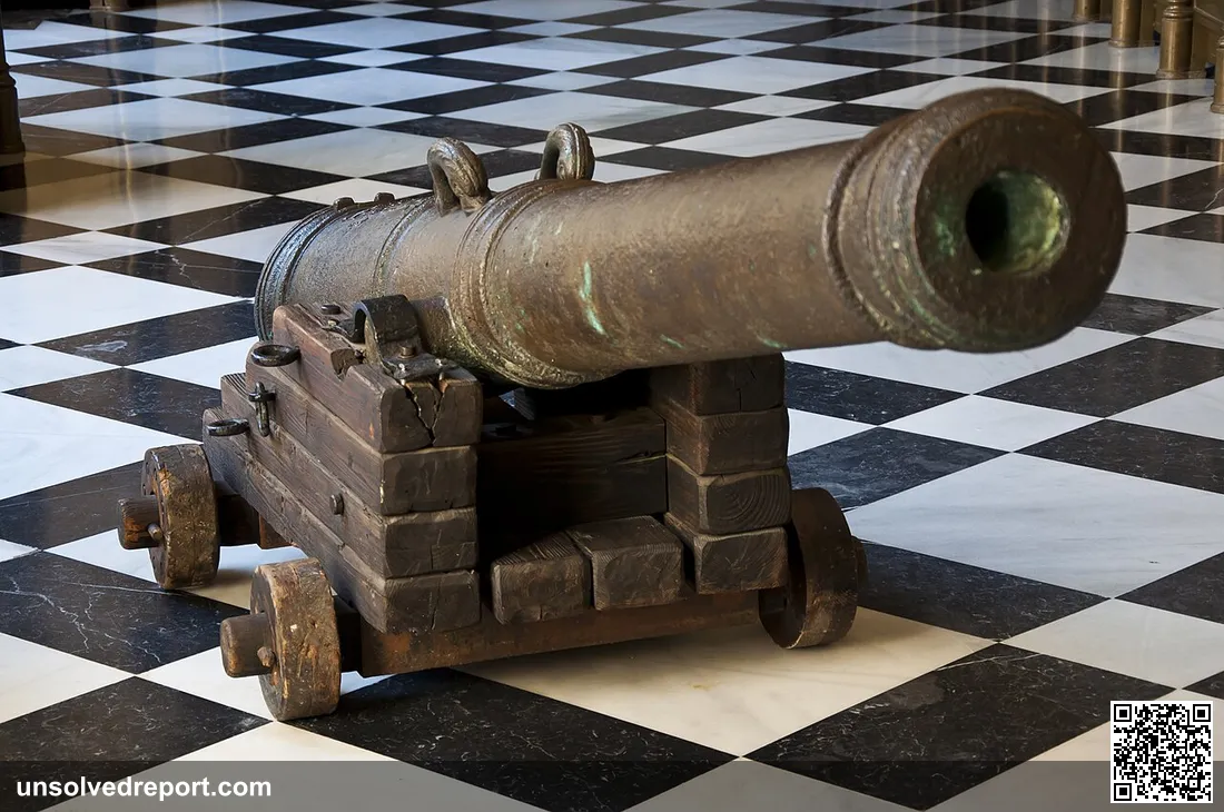 Gun of the Spanish ship "Nuestra Señora de Atocha" at the Archivo General de Indias" in Seville, Spain