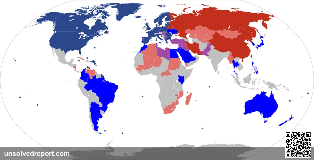 Map of the countries in the US-led NATO + Major Non-NATO Ally (MNNA) camp vs. the opposing China-led CRINK camp (also k…