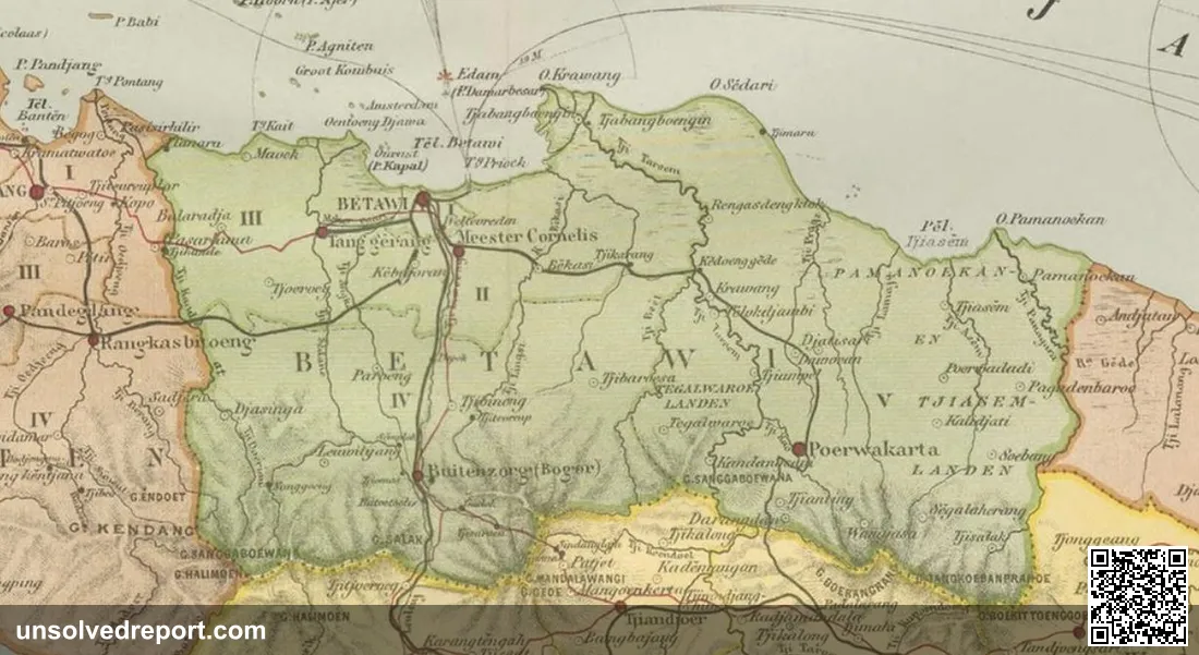 Detail showing Batavia (Betawi) Residency from a 1909 map of Java from a Malay-language children's atlas