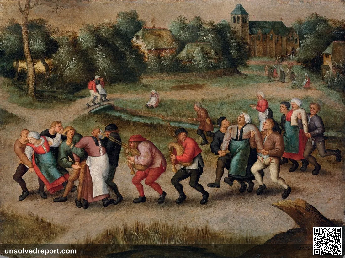 1592 painting by Pieter Brueghel II of Saint John’s Dancers on their way to Meulenbeeck (near Brussels) during the annu…