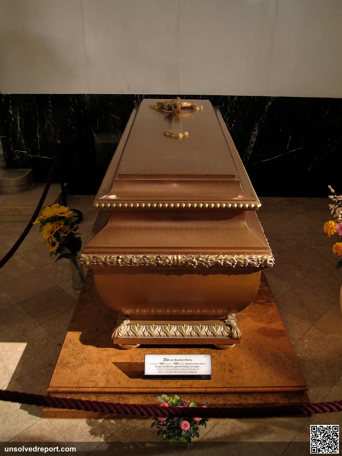 Coffin of Zita of Bourbon-Parma, last Austrian empress and Hungarian queen.