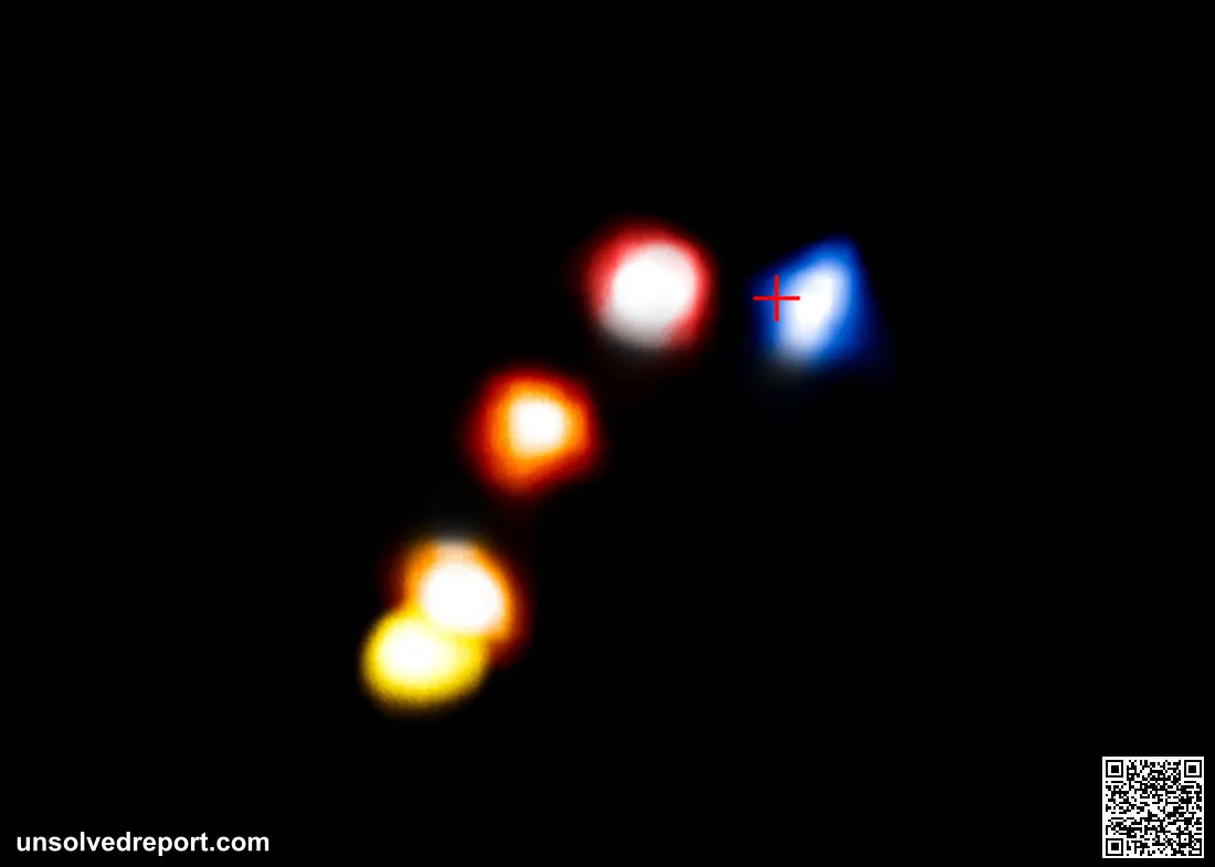 Composite image tracking the dusty cloud G2 as it approaches and passes the supermassive black hole at the center of the Milky Way.