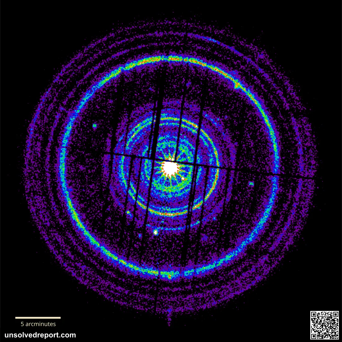 XMM-Newton composite image of 20 dust-scattering rings from GRB 221009A, the brightest gamma-ray burst ever recorded