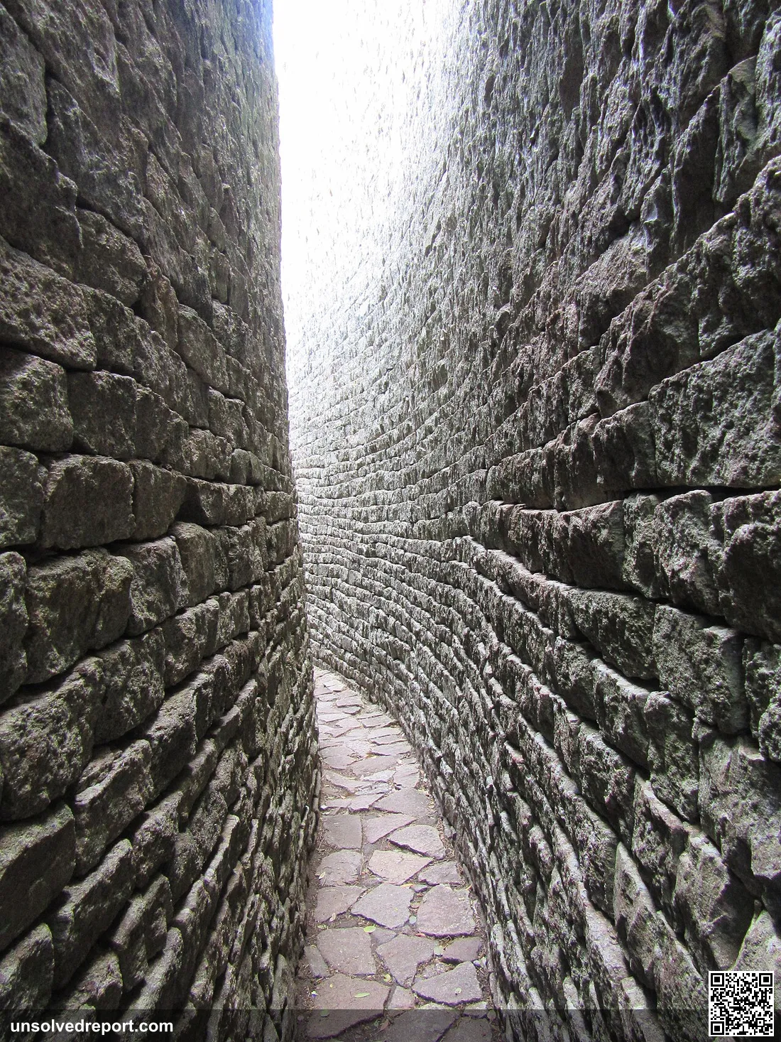Curved stone passageways inside the Great Enclosure at Great Zimbabwe