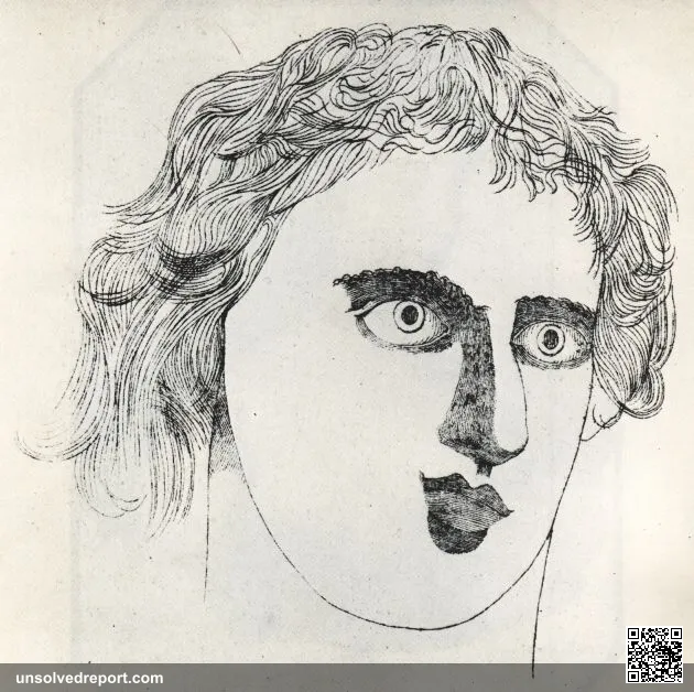 Portrait (possibly self-portrait?) apparently executed by Kaspar Hauser in a trance state