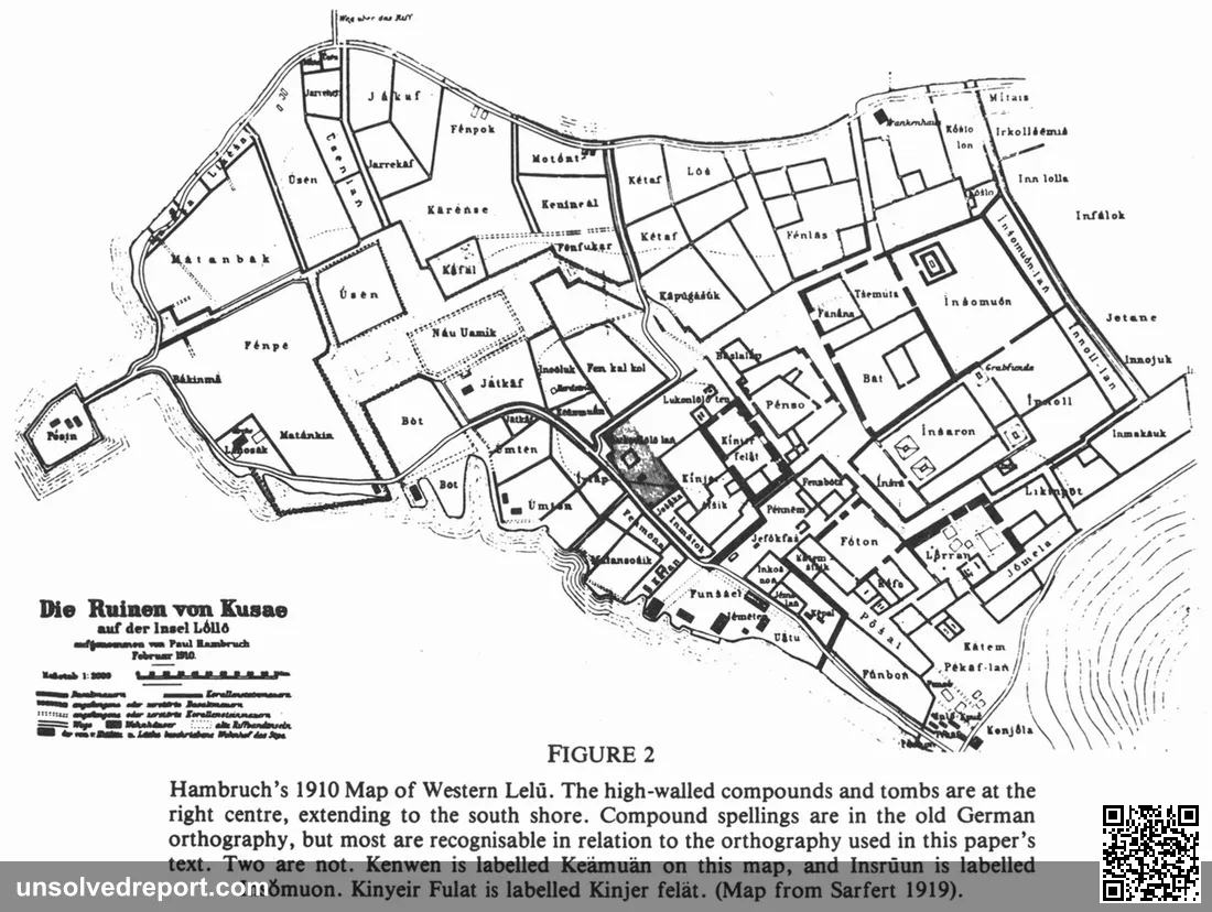 Archaeologial map of Lelu (Kosrae Island, Federated States of Micronesia).