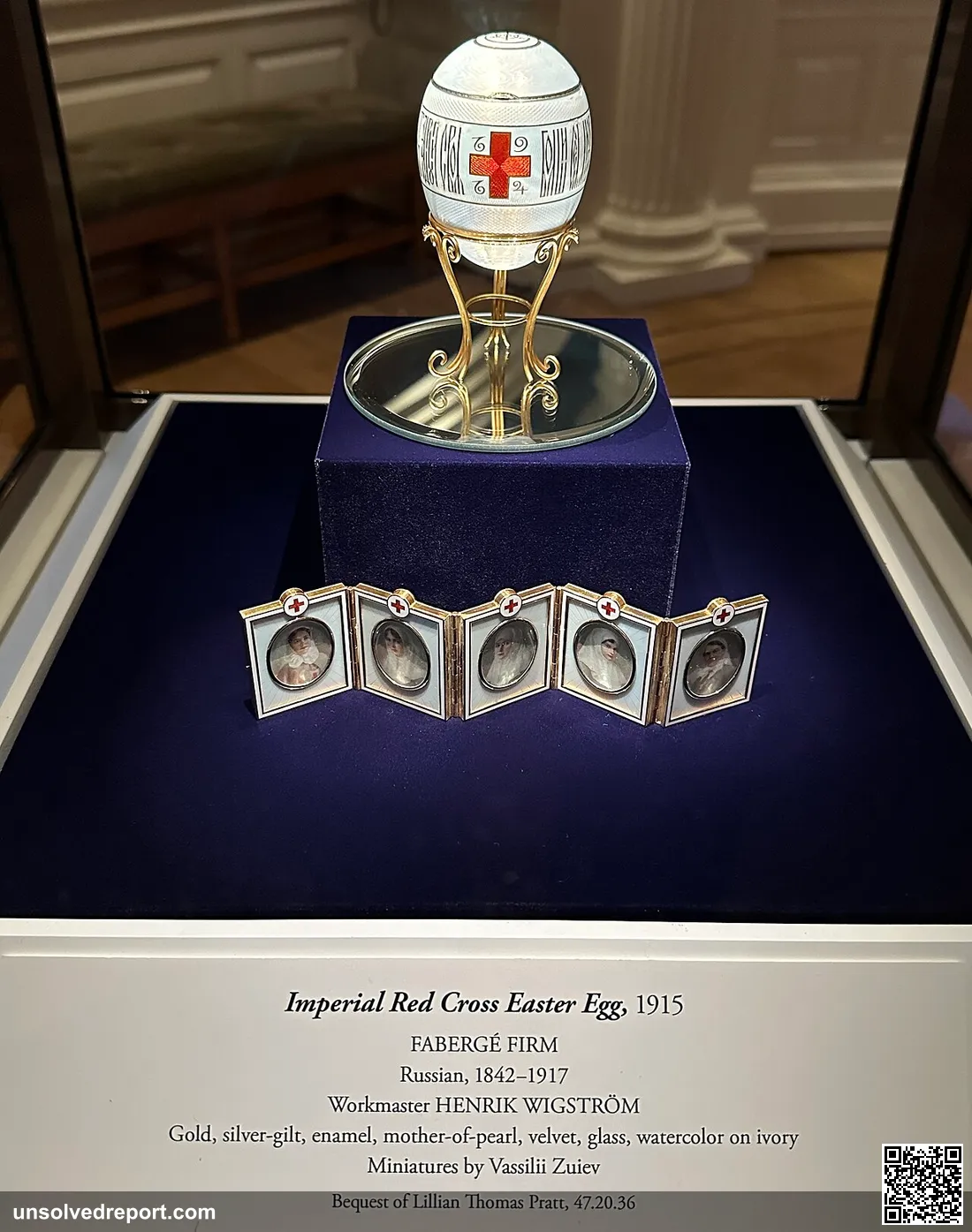 Red Cross with Imperial Portraits Fabergé egg on display in the Virginia Museum of Fine Arts in Richmond, Virginia, U.S.