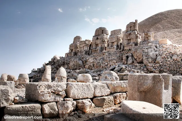 This is a view of the remains of the massive temple erected by King Antiochus I of Commagene