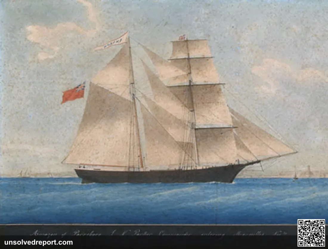 The brigantine Mary Celeste, depicted under her original name Amazon in 1861, before her crew vanished in 1872.