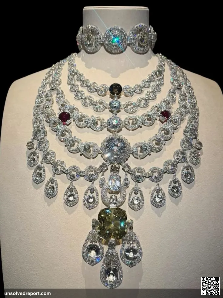 Patiala Necklace, 1928, Cartier, Paris. Part of the Cartier Exhibition at V&A Museum