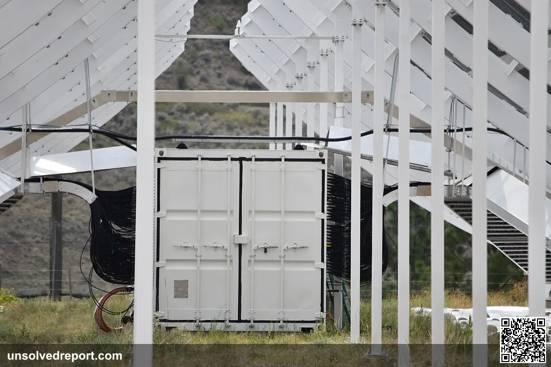 One half of the F-engine of the Canadian Hydrogen Intensity Mapping Experiment (CHIME) telescope located between two ad…