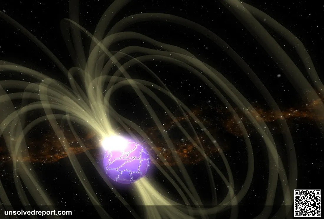 This is an artist's concept of the most magnetized object in the Universe. On Aug. 22, 2008, NASA's Swift satellite rep…