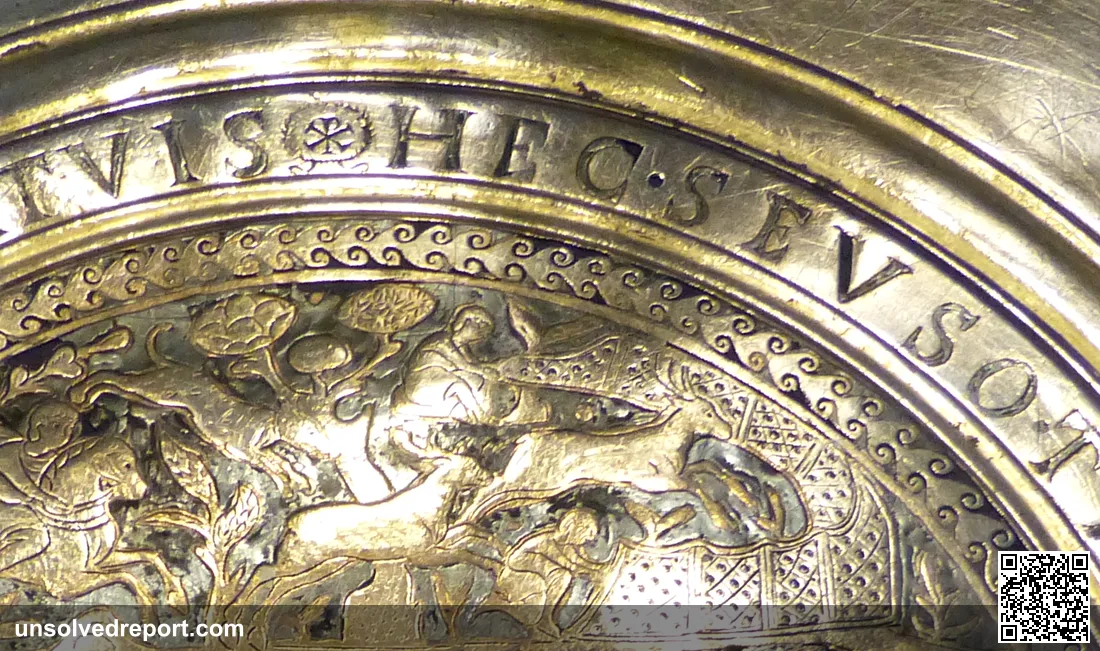 The Seuso Treasure Hunting Plate, its rim engraved with the Latin inscription naming Seuso (HEC SEVSO).