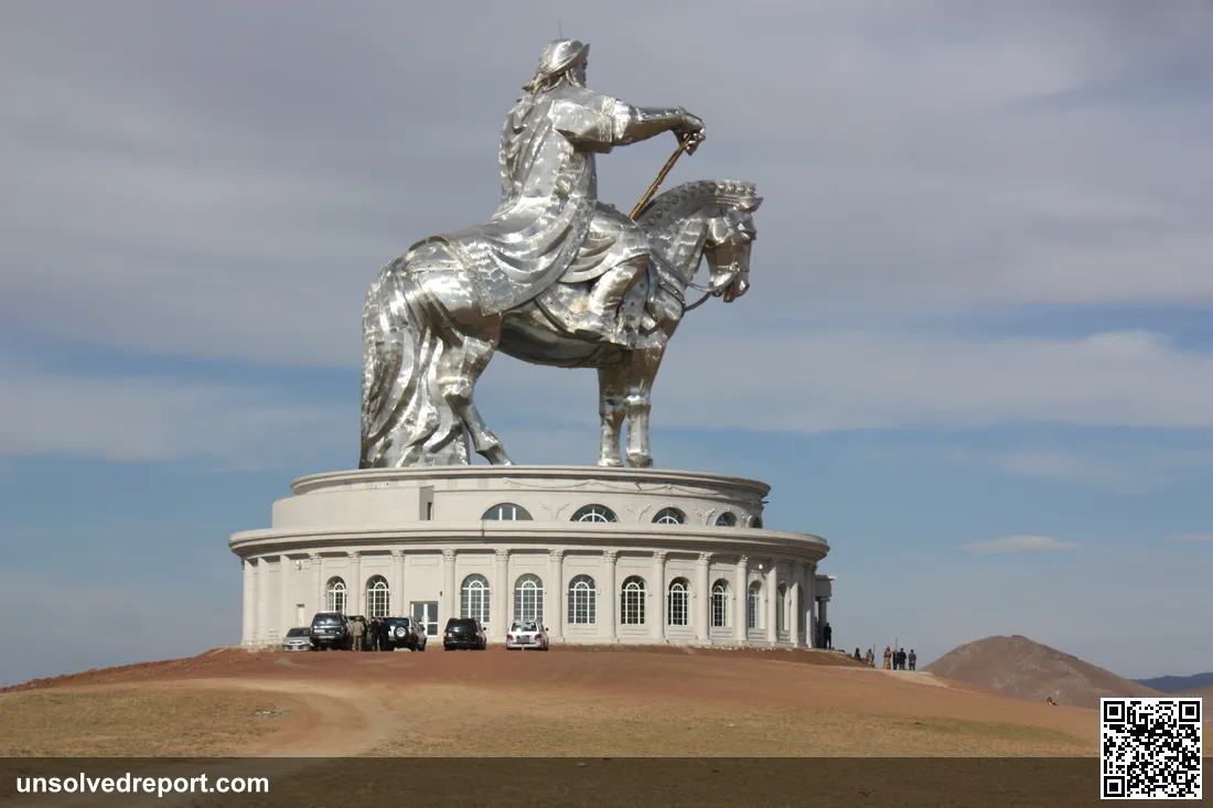 The world's largest equestrian statue of Chinggis Khaan (Genghis Khan) at Tsonjin Boldog, near Ulaanbaatar, Mongolia