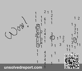 A free-hand reproduction of the printout of Wow! signal.