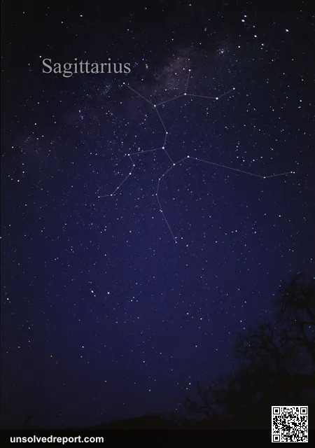 The constellation Sagittarius, the direction from which the Wow! signal arrived, photographed against the Milky Way.